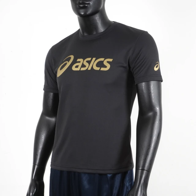 【asics 亞瑟士】Asics    男 短袖 上衣 T恤 基本款 運動 健身 訓練 透氣 排汗 抗UV 黑金(K31415-90A)