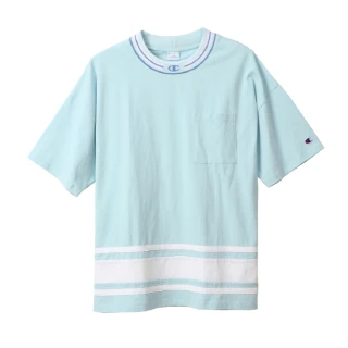 【Champion】官方直營-Campus條紋口袋短袖Tee-男(藍色)