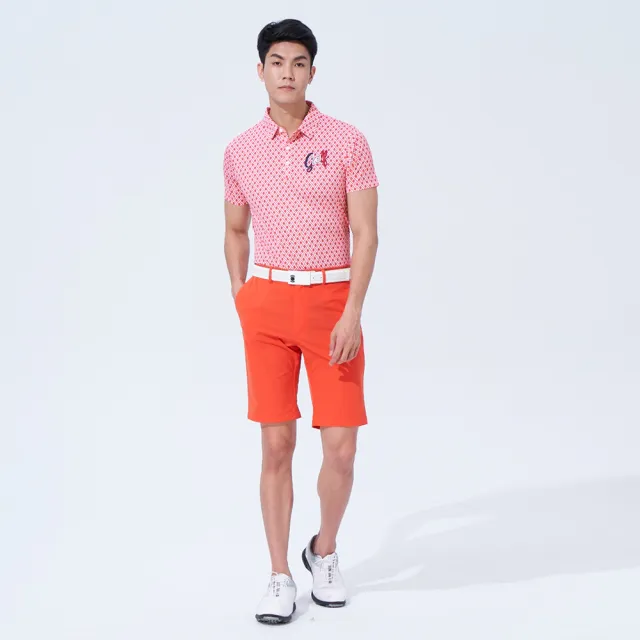 【KING GOLF】網路獨賣款-亮彩修身彈性高爾夫球短褲/高爾夫球褲(橘色)