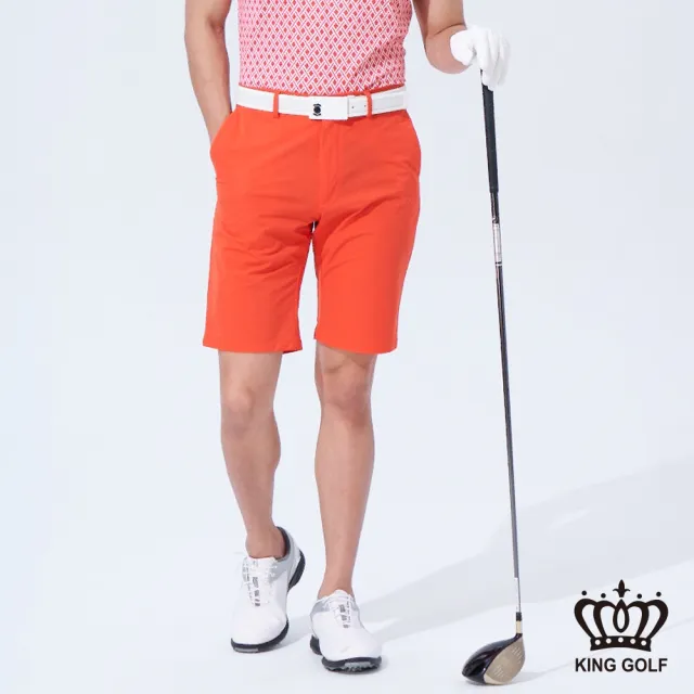 【KING GOLF】網路獨賣款-亮彩修身彈性高爾夫球短褲/高爾夫球褲(橘色)