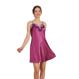 【蕾妮塔塔】彈力珍珠絲質 吊帶小洋裝(R16023-18葡萄紫)