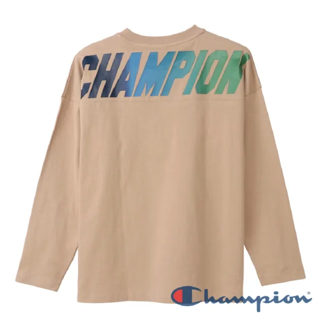 【Champion】官方直營-Campus 背面配色Logo長袖Tee-男(卡其色)