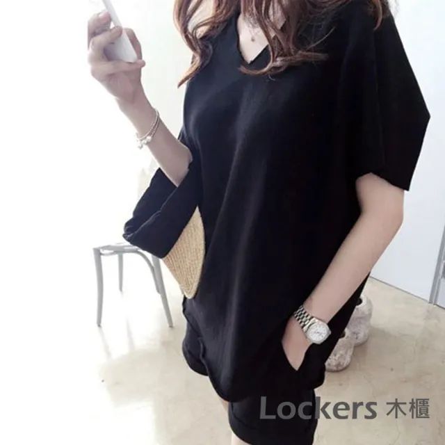 【Lockers 木櫃】夏季休閒跑步短袖短褲休閒套裝 L111041106(短褲休閒套裝)