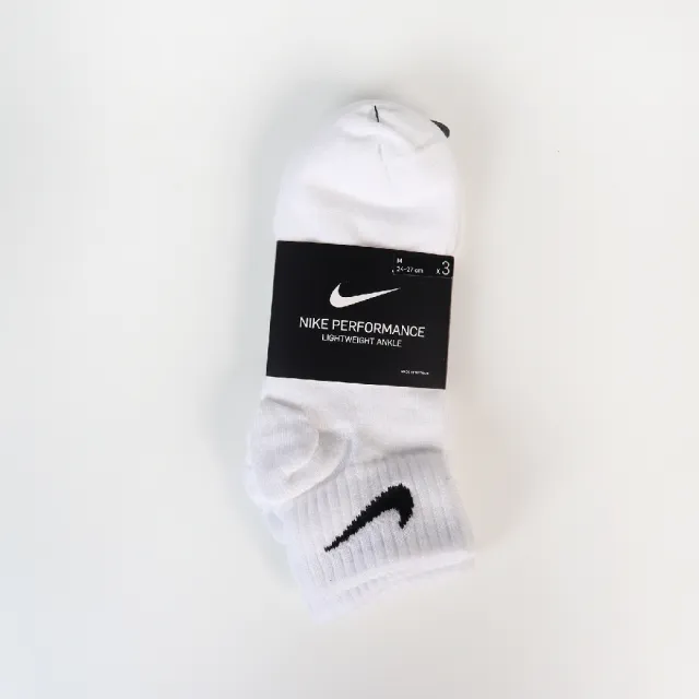 【NIKE 耐吉】襪子 Performance  白 三雙入 短襪 棉質 薄款 穿搭 白襪 小勾(SX4706-101)