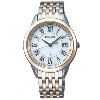 【SEIKO 精工】Lukia系列 珍珠母貝面 太陽能真鑽腕錶 母親節 禮物 推薦(SUT396J1/V147-0CR0KS)