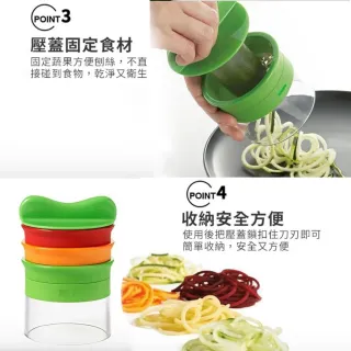 蔬菜麵刨絲器 旋轉刨絲器 蔬果切絲器 螺旋刨刀器 櫛瓜麵製作器(三合一蔬果刨絲器 旋轉式蔬果刨絲器)