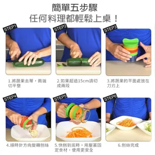 蔬菜麵刨絲器 旋轉刨絲器 蔬果切絲器 螺旋刨刀器 櫛瓜麵製作器(三合一蔬果刨絲器 旋轉式蔬果刨絲器)