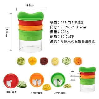 蔬菜麵刨絲器 旋轉刨絲器 蔬果切絲器 螺旋刨刀器 櫛瓜麵製作器(三合一蔬果刨絲器 旋轉式蔬果刨絲器)