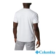 【Columbia 哥倫比亞 官方旗艦】男款-Omni-Shade UPF50涼感快排LOGO短袖上衣-白色(UAE91290WT / 2022年春夏