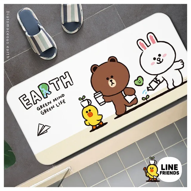 【收納王妃】LINE Friends 環保系列 軟式珪藻土地墊 踏墊(80x38x0.5cm)