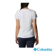 【Columbia 哥倫比亞 官方旗艦】女款- Omni-Shade UPF50酷涼快排LOGO短袖上衣-白色(UAR34550WT / 2022年春