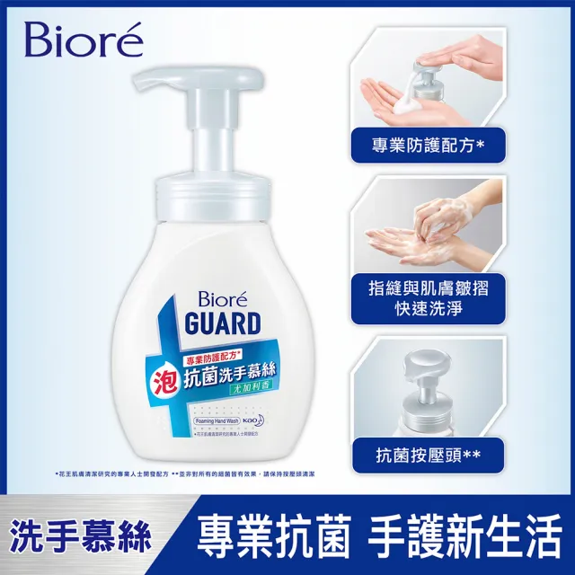【Biore 蜜妮】GUARD 抗菌洗手慕絲 本體250mlX2(尤加利香)