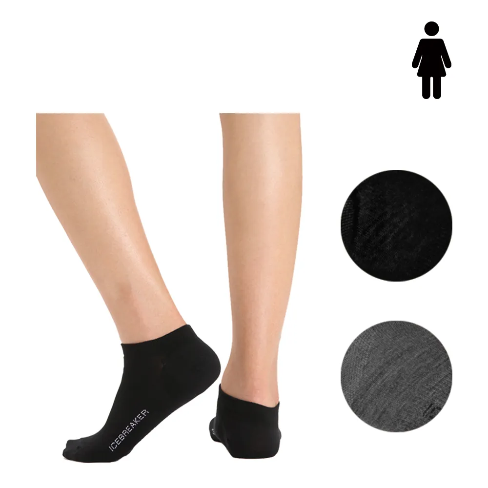 【Icebreaker】女 輕量細針織隱形襪 -黑 IB0A56CE(羊毛/隱形襪/美麗諾羊毛/細針織)