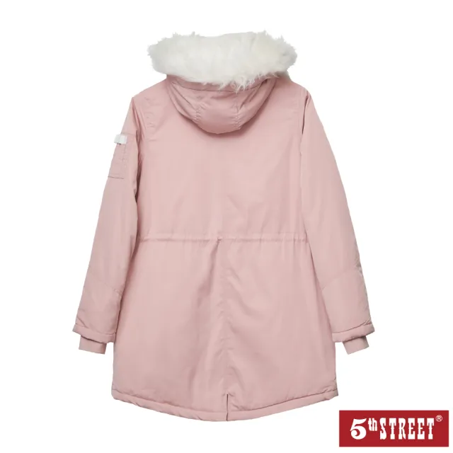 【5th STREET】女長版多口袋鋪棉外套-粉紅