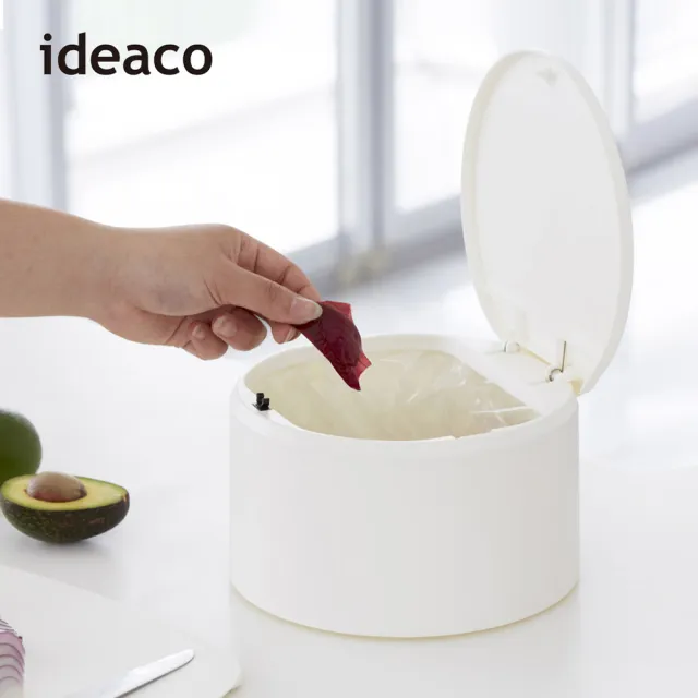 【IDEACO】日本ideaco 圓形桌邊按壓式垃圾桶-2.2L-3色可選(廚餘桶/垃圾桶附蓋/附蓋子/桌上型/PP垃圾桶)