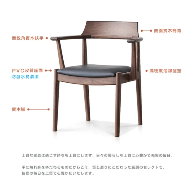 【DAIMARU 大丸家具】MIMI米米黑胡桃木餐椅(餐椅)