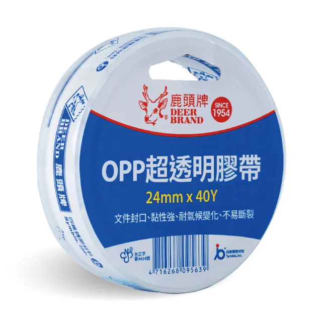 【DEER BRAND 鹿頭牌】OPP超透明膠帶6入組 24mm x 40Y(文具膠帶)