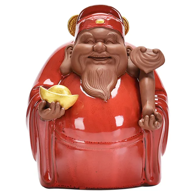 【桃花源創意工坊】創意陶瓷福祿壽財神爺擺件客廳玄關博古架裝飾品擺設藝術品(陶瓷紫砂)