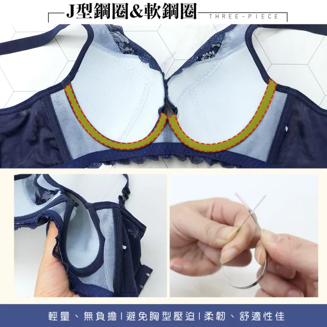 【Daima 黛瑪】現貨出清 軟鋼圈內衣B-C/唯美邂逅立體刺繡蕾絲內衣/集中包覆透氣/調整型(藍色)