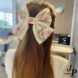 【Jpqueen】玫瑰蕾絲刺繡髮尾一字公主髮夾(3色可選)