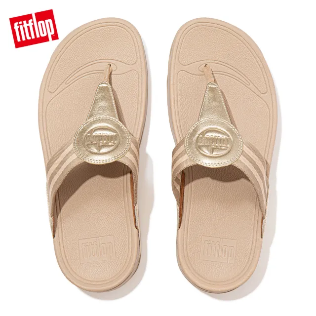 【FitFlop】WALKSTAR TOE-POST SANDALS經典復刻LOGO夾腳涼鞋-女(金箔色)