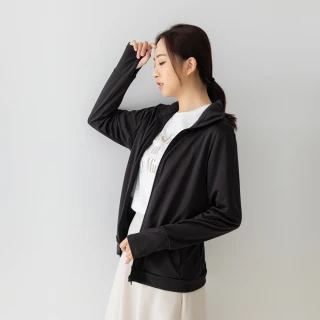 【PL Life】貝柔UPF50+高透氣防曬顯瘦外套-女立領(黑色)