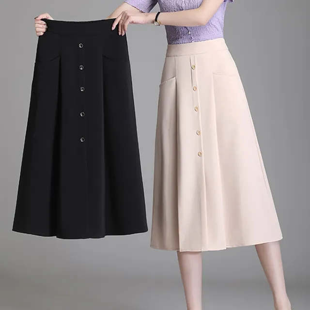 【麗質達人】2181雙口袋中長裙-AA(M-5XL)