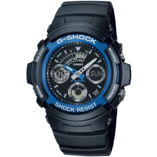 【CASIO 卡西歐】G-SHOCK 極速運動雙顯手錶 情人節 禮物(AW-591-2A/速)