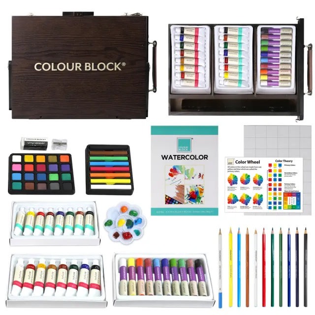 【COLOUR BLOCK】畫架型多媒材木盒組 收納畫具二合一 兒童禮物 春遊寫生(畫架收納木盒)