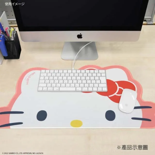【小禮堂】Hello Kitty 造型多功能滑鼠墊 33x61cm 《半臉款》(平輸品)