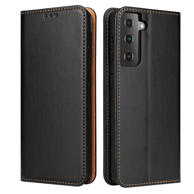 【Fierre Shann】Samsung S21 FE 5G 6.4吋 磁吸側掀真皮紋手工PU皮套