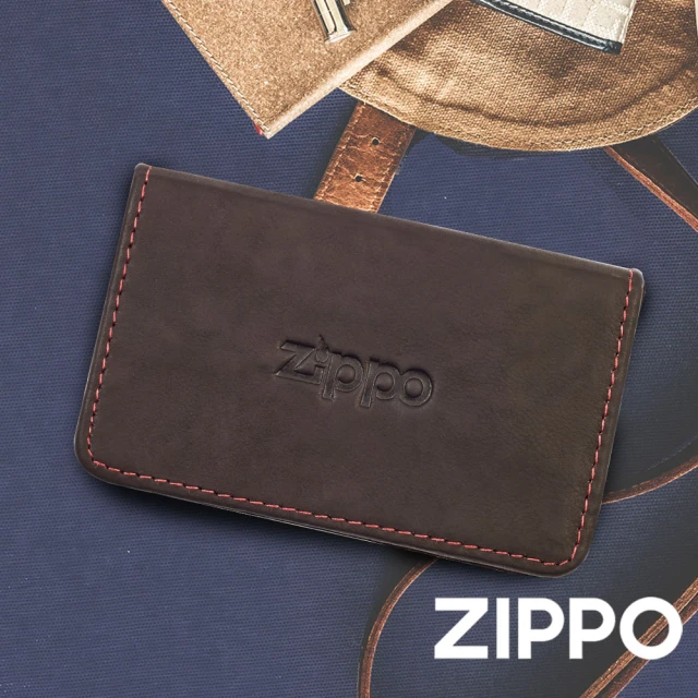 【Zippo官方直營】咖啡色牛皮名片夾(皮件皮夾)