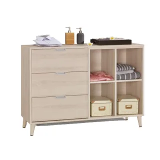 【文創集】艾嘉柏  淺橡4尺三抽斗櫃/收納櫃