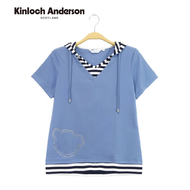 【Kinloch Anderson】條紋連帽假兩件上衣  金安德森女裝(藍)