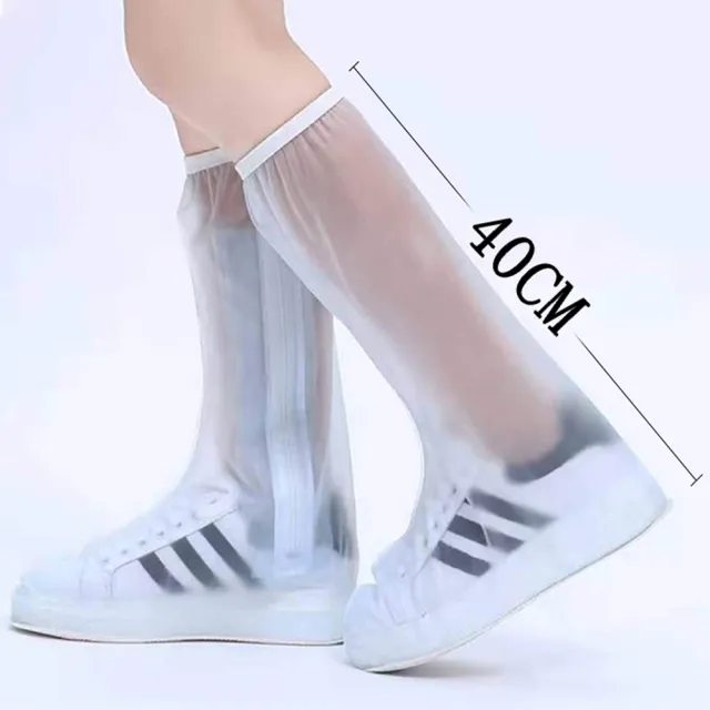 【Amoscova】現貨 透明水雨鞋套 男女通用高筒加厚拉鏈紐扣雙層雨鞋套(雨鞋套)