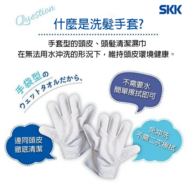 【日本SKK】日本製免沖水洗髮手套 2入組 美髮保濕 頭皮養護 水果清香(防災/戶外/露營/長照/衛生)