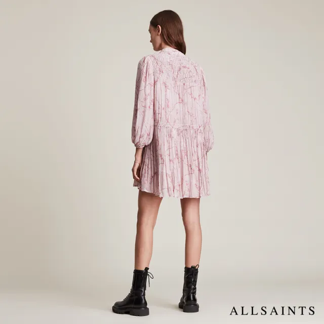 【ALLSAINTS】ISOBELLA FREYA 魅力柔粉蓬鬆皺褶印花洋裝 WD200V(舒適版型)