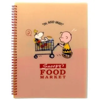 【小禮堂】Snoopy 線圈資料本 《米推車款》(平輸品)