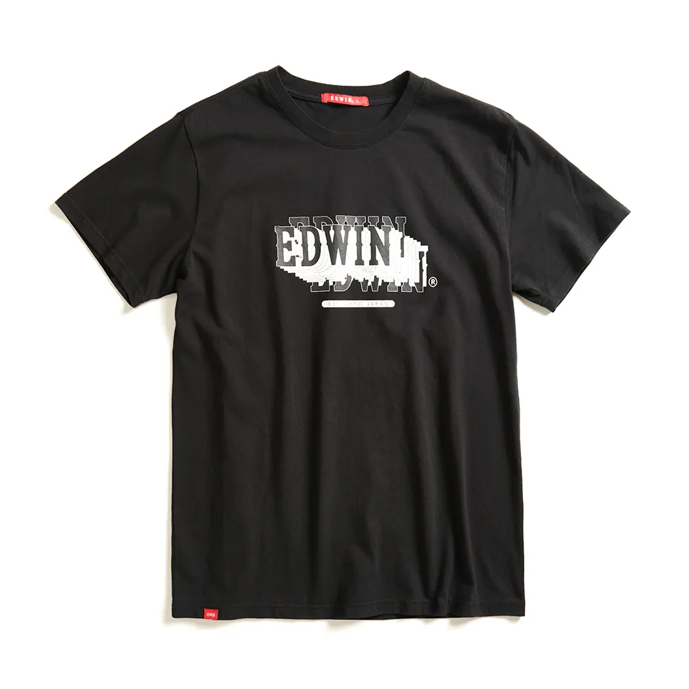 【EDWIN】男女裝 網路獨家↘3D前後複製短袖T恤(黑色)