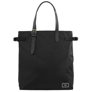【BALLY】簡約品牌LOGO直式肩背托特包購物包(黑)
