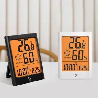 【Beroso 倍麗森】日式大螢幕可吸式多功能溫溼度計(兩色可選 室內溫度計)