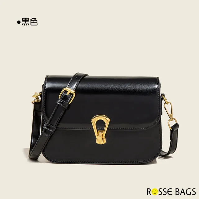 【Rosse Bags】復古轉鎖單肩斜背方包(現+預  白色 / 棕色 / 黑色)