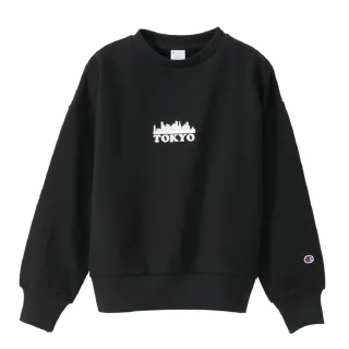 【Champion】官方直營-Womens 圓領Tokyo Logo大學長袖Tee-女(黑色)