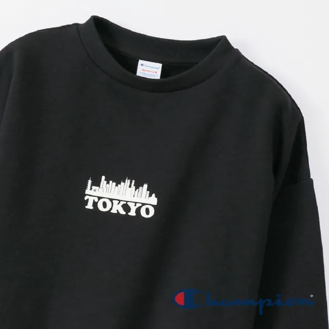 【Champion】官方直營-Womens 圓領Tokyo Logo大學長袖Tee-女(黑色)