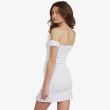 【ROXY】女款 女裝 一字領平口連身短裙洋裝 SWAY WITH IT(白色)