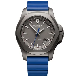 【VICTORINOX 瑞士維氏】I.N.O.X. Titanium 鈦金屬潛水腕錶-藍色膠帶43mm(VISA-241759)