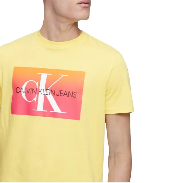 【Calvin Klein 凱文克萊】CK 圓領 印刷LOGO漸層變色 短袖 T恤 上衣 兩色(純棉短T)