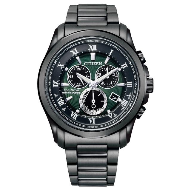 【CITIZEN 星辰】GENTS 三眼計時萬年曆光動能男錶/43mm 母親節(BL5547-89X)