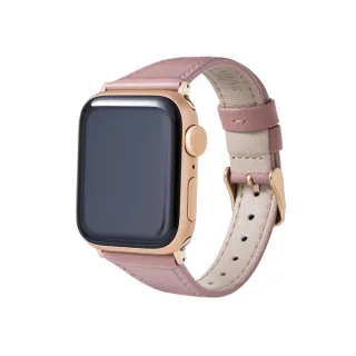 【Gramas】Apple Watch 42/44/45/49mm 莫蘭迪仕女真皮錶帶(玫瑰)