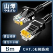 【山澤】Cat.5e 無屏蔽高速傳輸八芯雙絞鍍金芯網路線 黑/8M